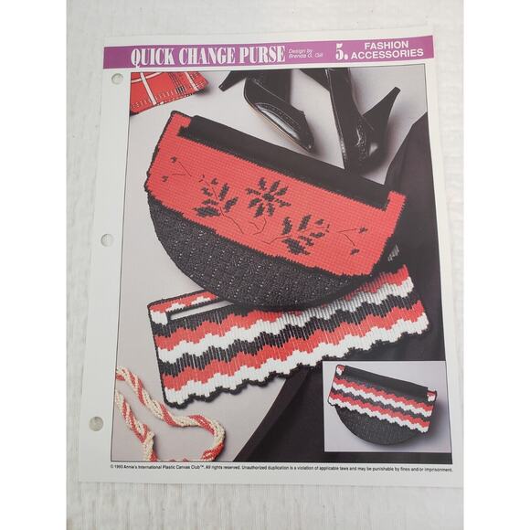 (J5) 1993 Annie's Attic Plastic Canvas Pattern Fashion Accessories Lot of 4 - Picture 5 of 7